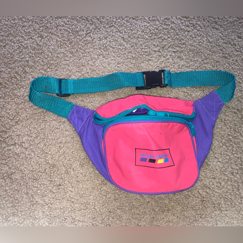 Vintage Latique "High Energy" Fanny Pack, Pink/Emerald/Purple